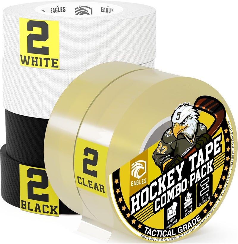 Eagle's Bulk Hockey Tape Black, White or Clear Multipurpose Tape Roll - Strong Adhesive - Durable Cloth or PVC Tape - Hokey Sports Gifts, Accessories, Equipment, Gear - Image 1